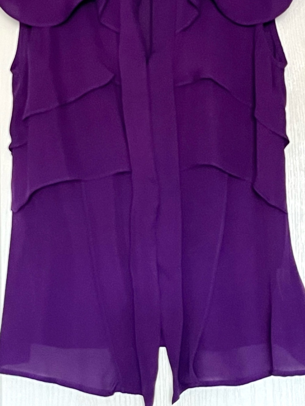 Judith & Charles Purple 100% Silk Ruffle Tiered Sleeveless Blouse Size 6 - Picture 12 of 13